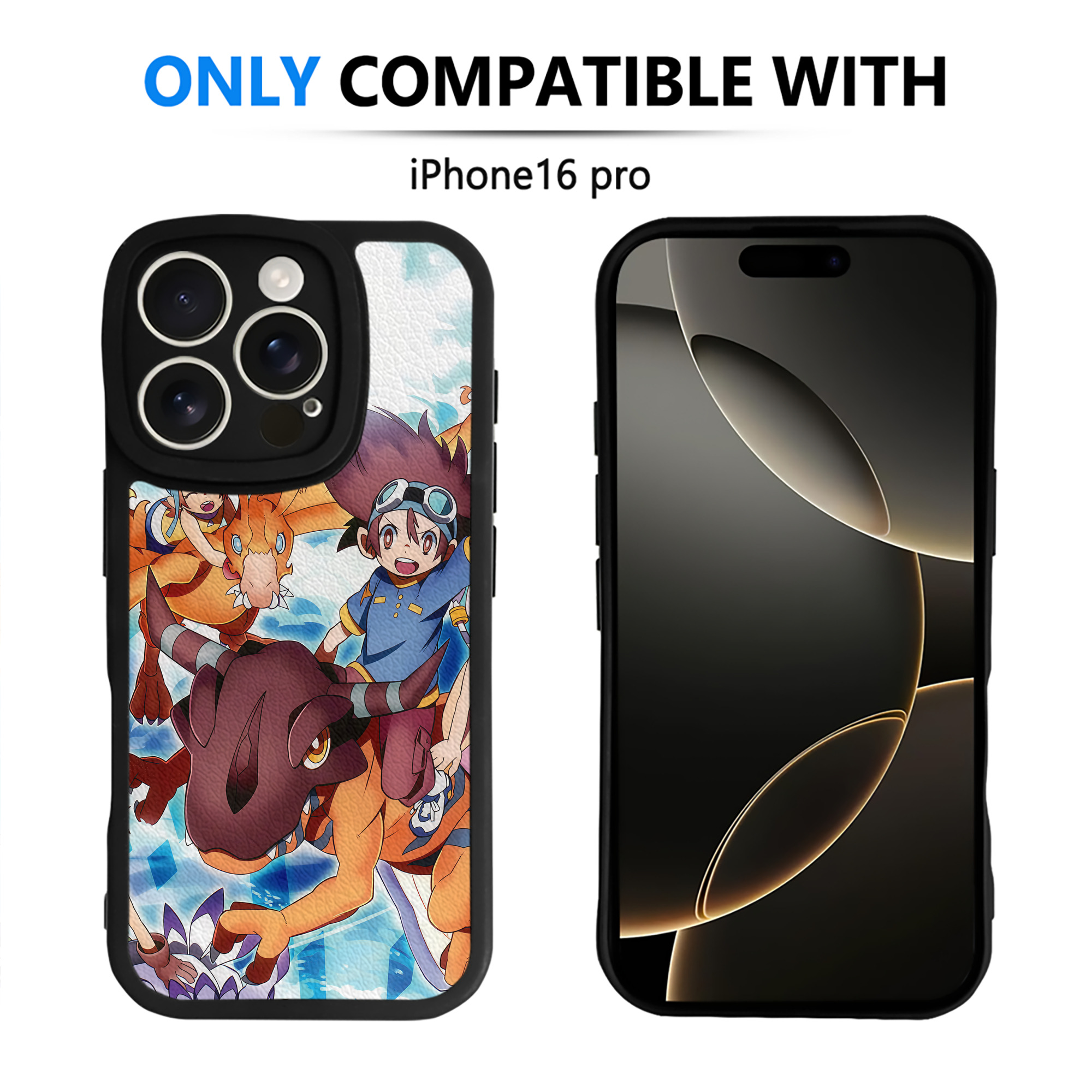 （画像用） Digimon デジタルモンスター/デジモン 【iPhone 16シリーズ対応】シリコンスマホケース（レザー調） 材質：シリコン